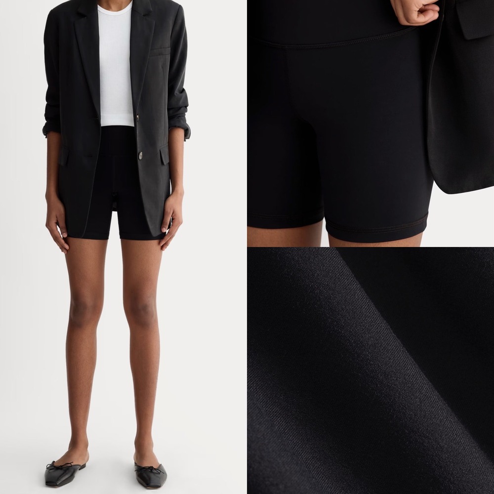 Everlane The Perform Black Bike Shorts Womens Sz XS High Rise Minimalist Active